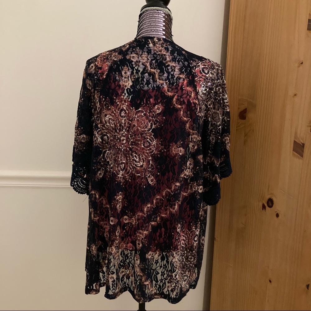 NWT Francesca's Miami Cardigan Blue & Purple Lace